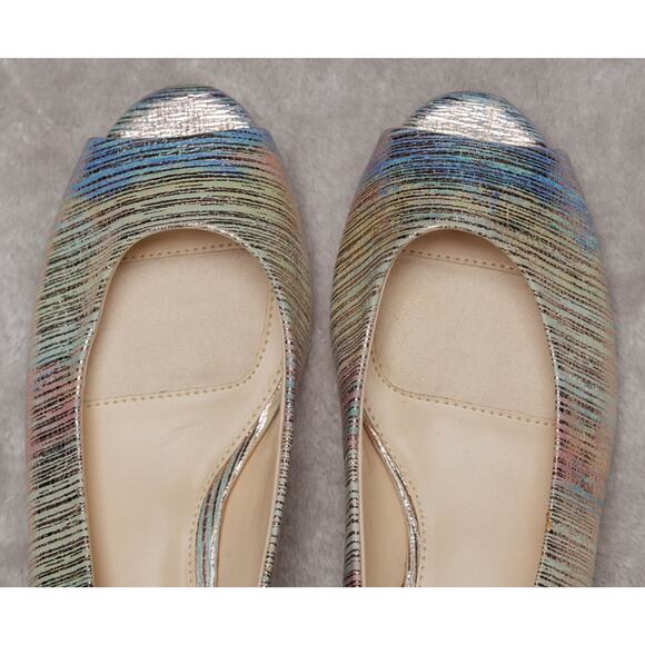 Alex Marie Rainbow Gold Metallic Peep Toe Wedges Womens Size 8 NEW - Picture 16 of 16